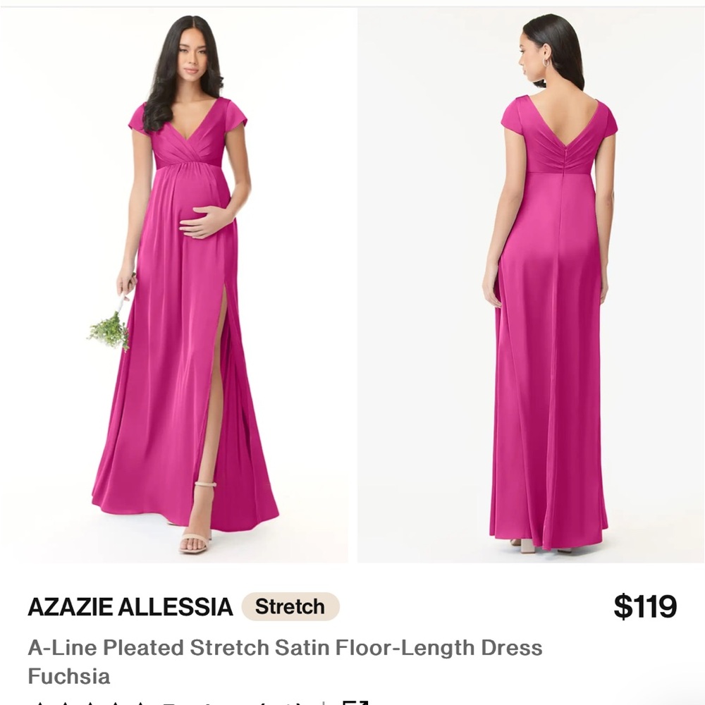 Azazie Allessia Pink Satin Maxi Dress Maternity